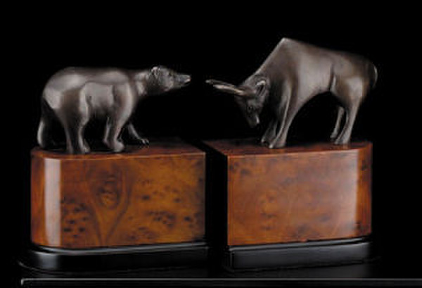 Wall Street Bookends On Burlwood Bases Sculptures Decor